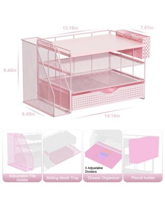 Wood Desk Organizer File Holder 4-Tier Drawer