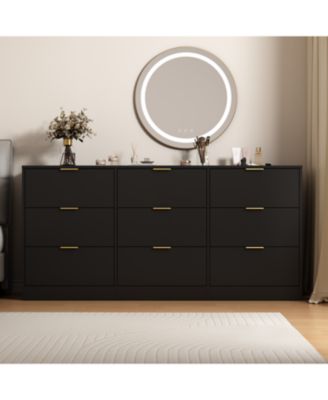 9 Drawer Dresser for Bedroom, 63" Large Deep Chest of Drawers, with Metal Handle, for Bedroom Living Room