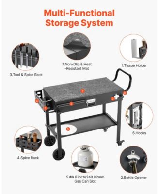 Foldable Outdoor Grill Cart 31x17 Inch Magnetic Tool Rack