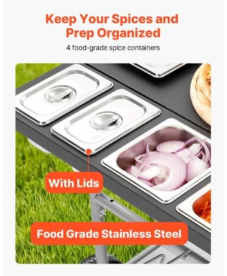 Outdoor Grill Cart 36x23 Inch Tabletop with Spice Containers
