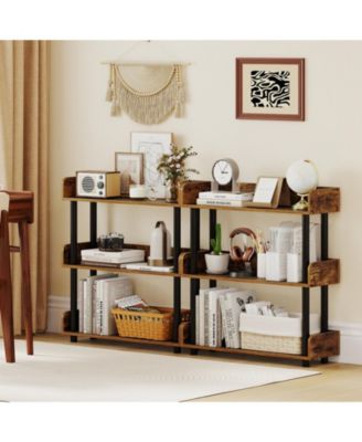 3-Tier Bookshelf with Anti-Tipping Kit and Industrial Storage Unit for Living Room