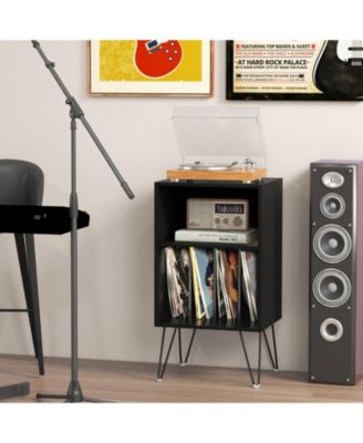 3-Tier Turntable Stand with Built-In Charging Station and 4 Vinyl Dividers