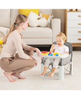 Portable Baby Booster Seat with Straps and Double Tray