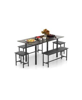 5-Piece Expandable Dining Table Set with Benches and Stools, Seats 4 to 6