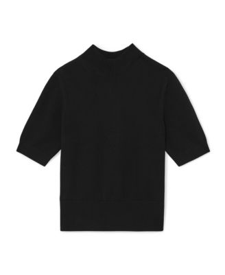 Women's Cotton and Wool Funnel-Neck Knit Top