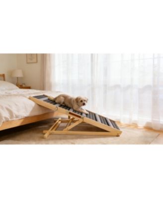 Adjustable Dog Ramp for Couch, 6 Heights 14"-25" with Non-Slip Pad, Portable Stable Pet Steps for Small Dogs, Sofa and Stairs