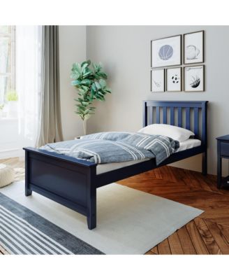 Twin Bed Frame with Headboard, Solid Wood Platform Bed for Kids
