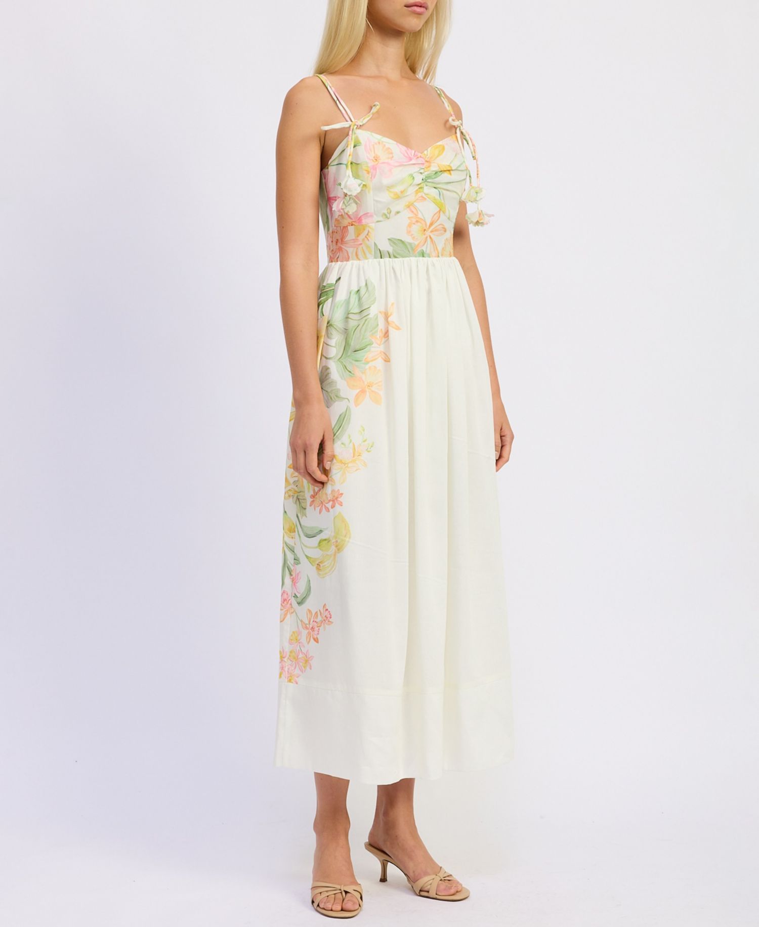 Women's Sleeveless Bustier V-Neck Midi Dress