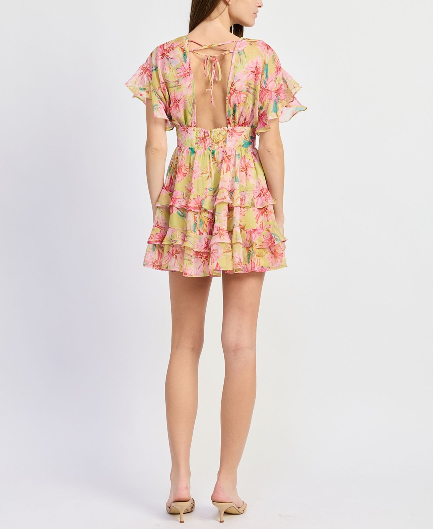Women's Short-Sleeve V-Neck Mini Dress