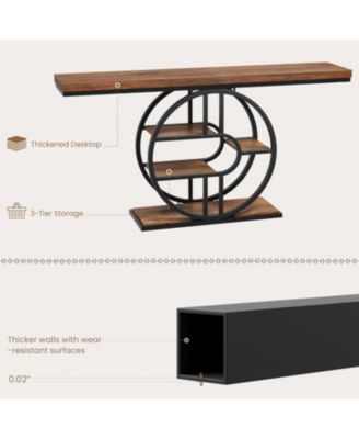 55" Entryway Table, 5-Tier Console Tables for Entryway, Industrial Narrow Sofa Tables with Storage for Living Room, Long Entry Hallway Table
