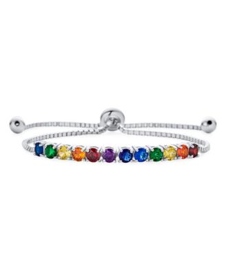 Cubic Zirconia Bolo Style Tennis Bracelet .925 Sterling Silver