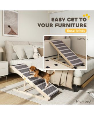 Foldable dog ramp for couch and bed, adjustable from 16" to 23.5", non-slip carpet, ideal for small to large dogs