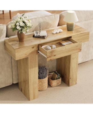 47 in Long Console Table with Drawer, Wooden Rectangular Sofa Table Behind The Couch, Industrial Farmhouse Entryway Foyer Hallway Tables