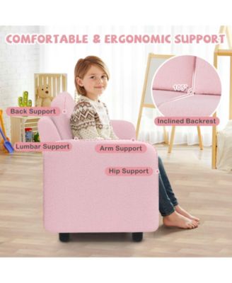 2-Seat Kids Sofa Toddler Sofa Couch with Soft Teddy Fleece Upholstery and Solid Wooden Frame