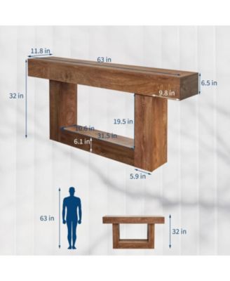 63" Wood Console Table for Entryway, Rectangular Sofa Table Behind The Couch, Modern Farmhouse Console Tables for Entrance, Hallway