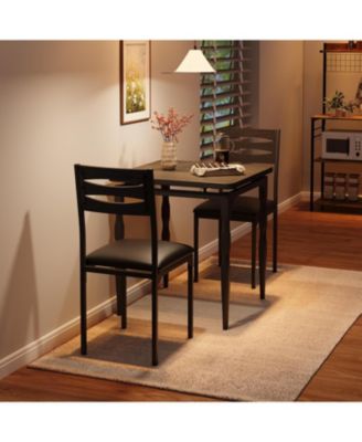 3 Piece Dining Table Set, Farmhouse Style Dining Table and Chairs Set for 2, Dining Set for Dining Room Kitchen Apartment