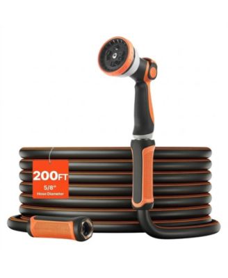 Garden Hose, 200 ft 5/8", Heavy Duty Hose with 10 Mode Nozzle for Gardening