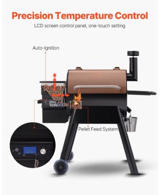 Wood Pellet Grill Smoker, 8-in-1 Outdoor BBQ, 575 Sq. In. Cooking Area, LCD Controller, Meat Probe, 500degree(s)F Max