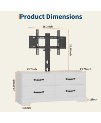 63" Modern TV Stand and Media Console for Up to 75" TVs - MDF with Adjustable Mount, 6 Drawers.