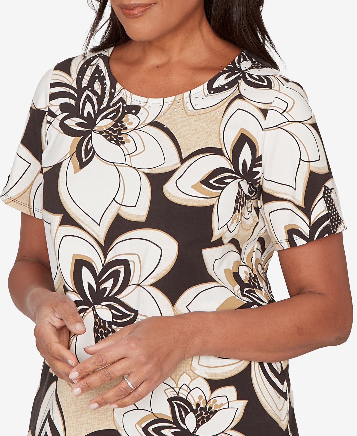 Petite Detail Driven Floral Stained Glass Short-Sleeve T-Shirt