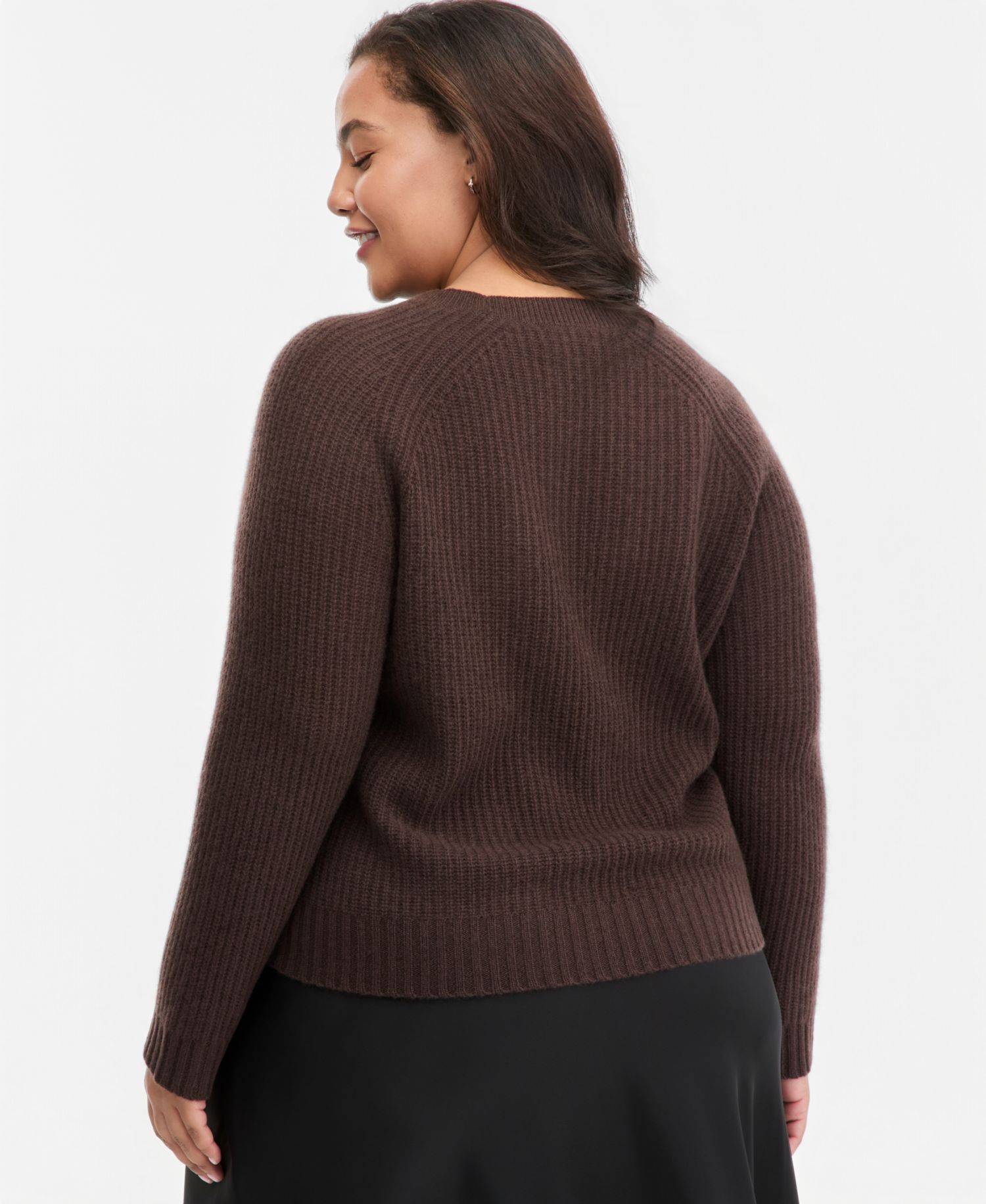 Plus Size 100% Cashmere Shaker Stitch Crewneck Sweater