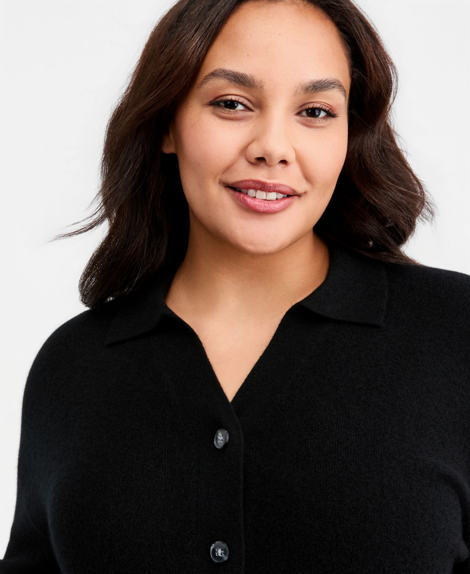 Plus Size 100% Cashmere Collared Cardigan