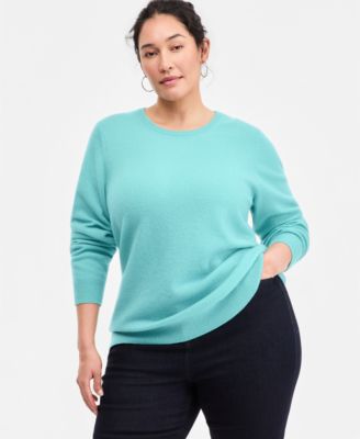 Plus Size 100% Cashmere Crewneck Sweater