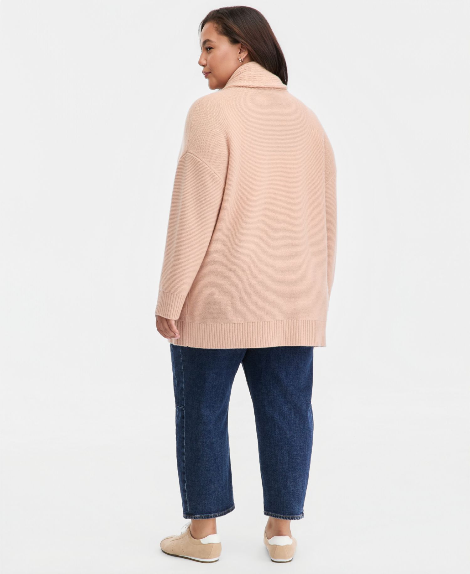 Plus Size 100% Cashmere Shawl-Collar Cardigan