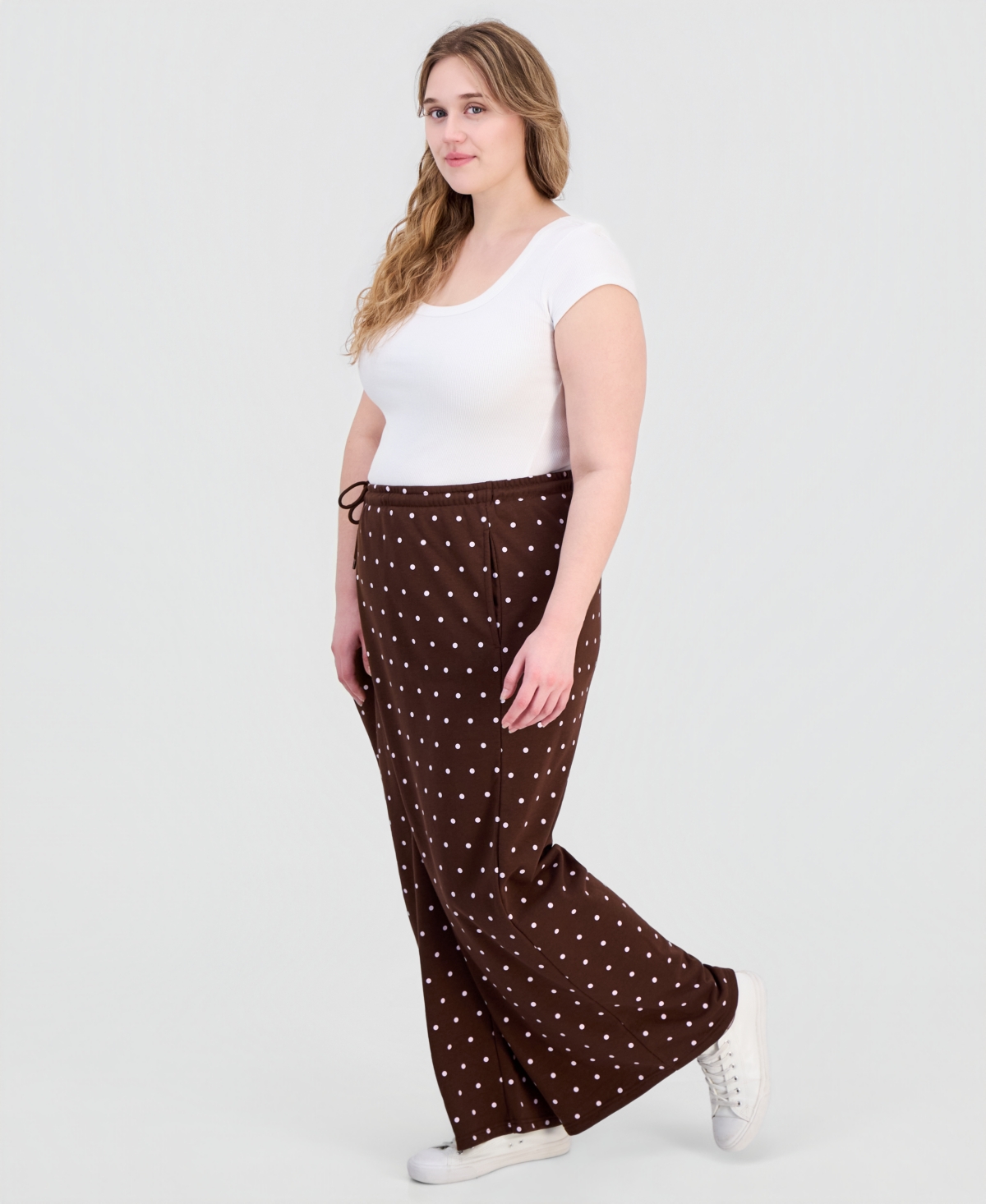 Rebel Veil Trendy Plus Wide-Leg Drawstring Sweatpants