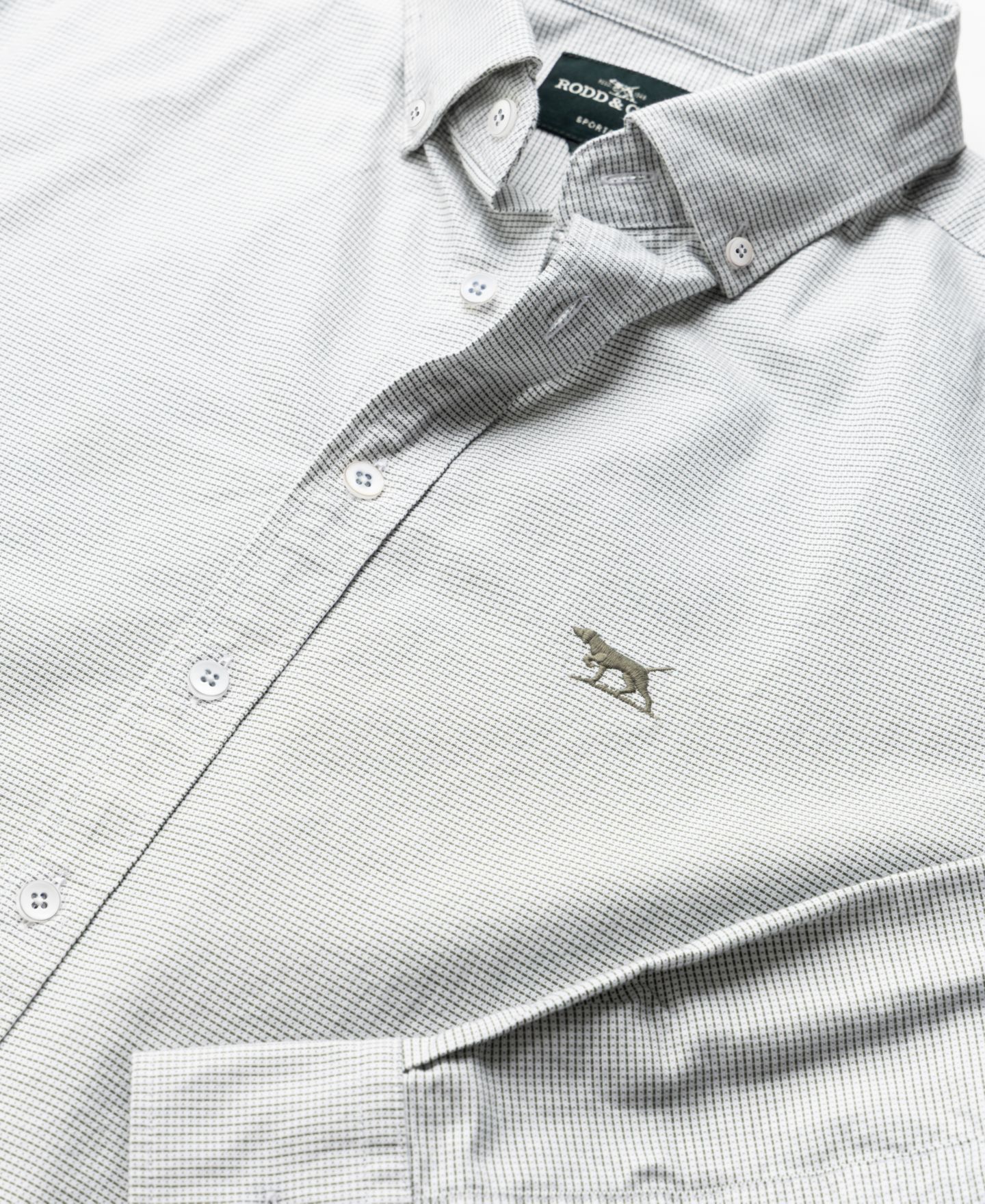 Мужская рубашка Rodd & Gunn Gunn Oxford Crossing Sport Fit Cotton, цвет: Зелёный — фото 5