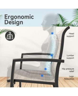 2-Piece Stackable Outdoor Dining Chairs, Metal Frame with E-Coating, Textilene All-Weather Patio Chairs