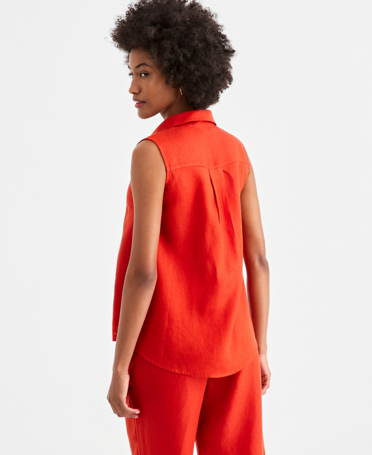 Charter Club Women's 100% Linen Sleeveless Button-Front Shirt, Exclusively at Macy's