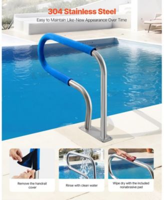 Pool Rail, 220 lbs Capacity, Stainless Steel Handrail for Poolside