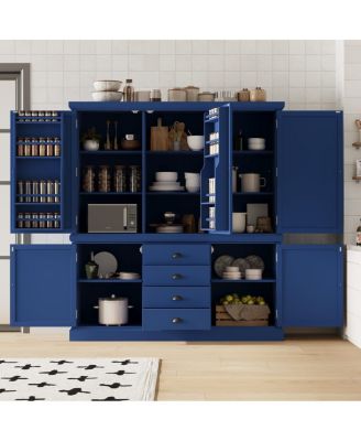 73 Freestanding Wooden Kitchen Pantry Cabinet with Drawers and Shelves
