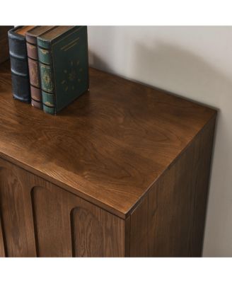 Modern Fluted Sideboard Cabinet with Adjustable Shelves & Solid Wood Legs, Buffet Cabinet with Storage