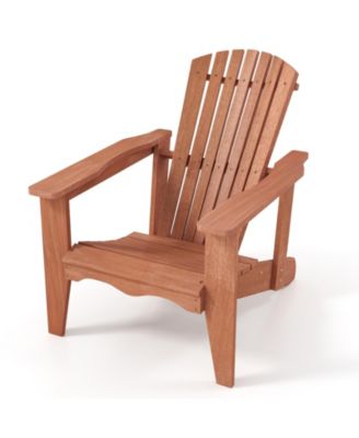 Solid Wood Adirondack Chair with High Backrest and Wide Armrests