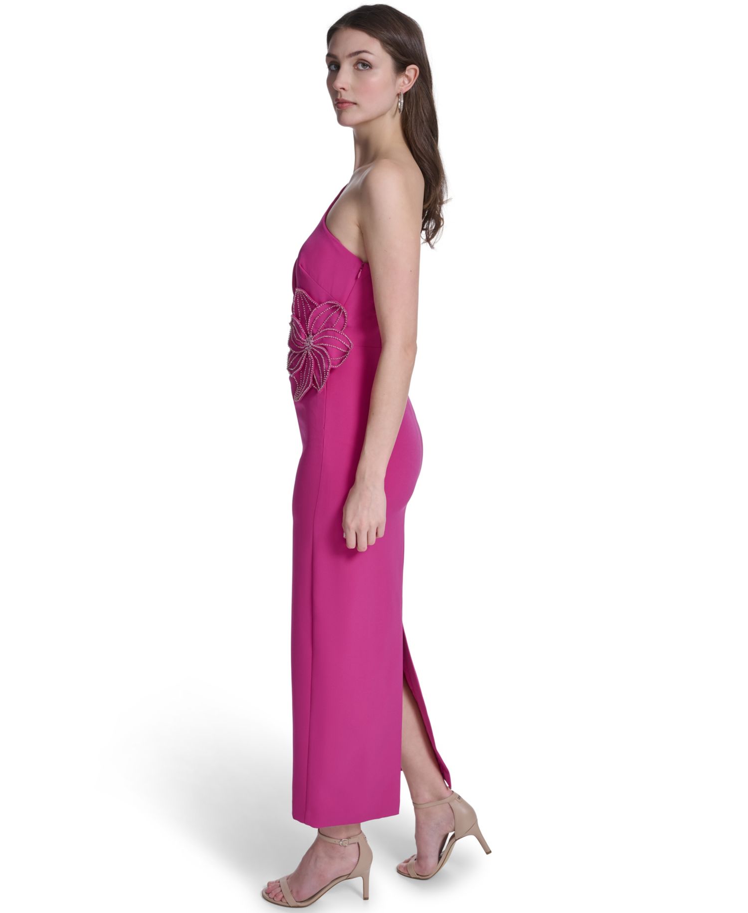 Women's One-Shoulder Pleated Midi Dress
