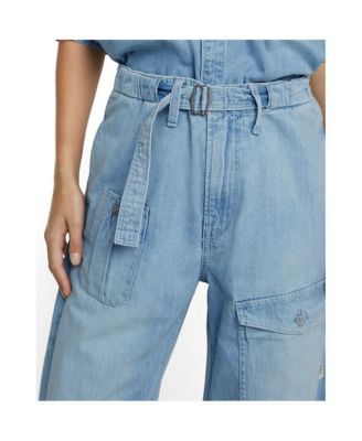 Women's Belted Cargo Loose Jeans