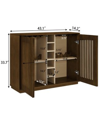 Mid-Century Fluted Liquor Cabinet and Wine Storage