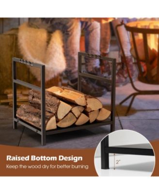 Steel Firewood Log Holder with Raised Feet and Carrying Handles