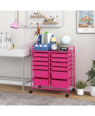 12-Drawer Rolling Storage Cart with Mixed-Size Drawers and Lockable Wheels