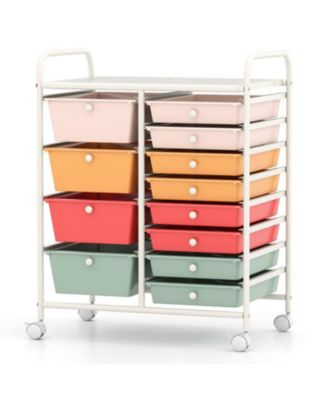 12-Drawer Rolling Organizer Cart with 4 Large and 8 Medium PP Drawers