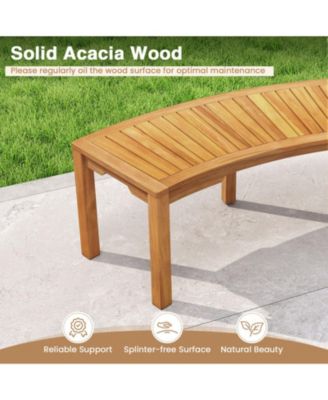 Set of 2 Outdoor Acacia Wood Curved Garden Benches 2-Person