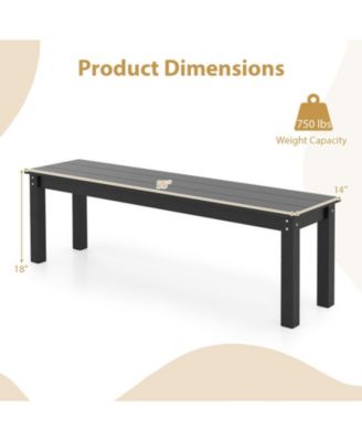 55in HDPE Outdoor Bench for 2-3 People Weatherproof Backless Patio Garden Bench