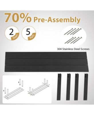 55in HDPE Outdoor Bench for 2-3 People Weatherproof Backless Patio Garden Bench