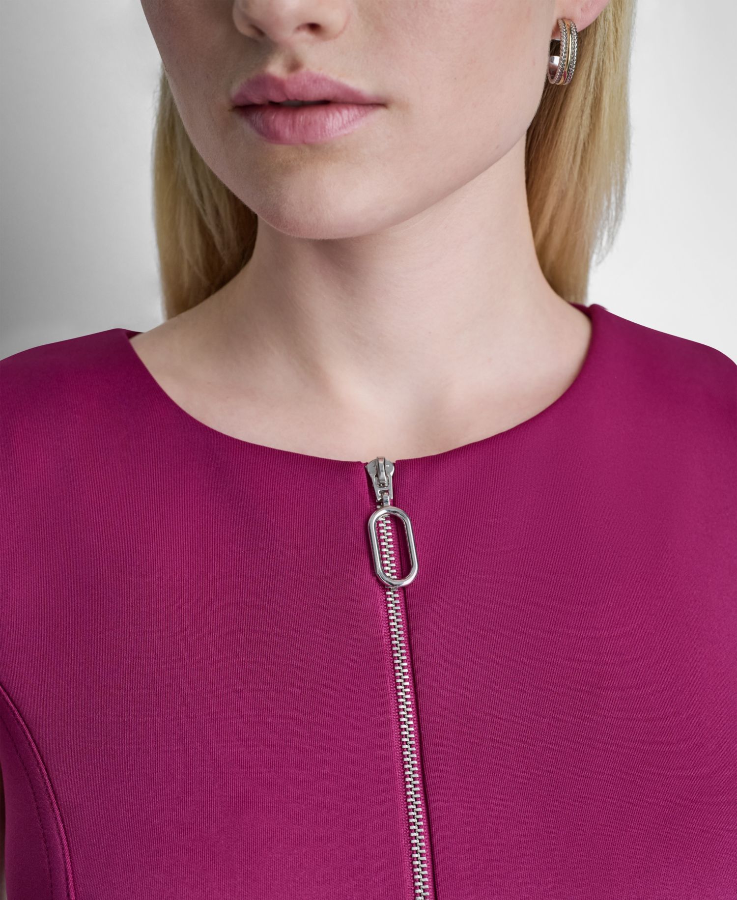Women's Sleeveless Zip-Front Crewneck Dress
