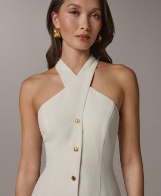 Donna Karan New York Women's Halter A-Line Sleeveless Midi Dress - Macy's