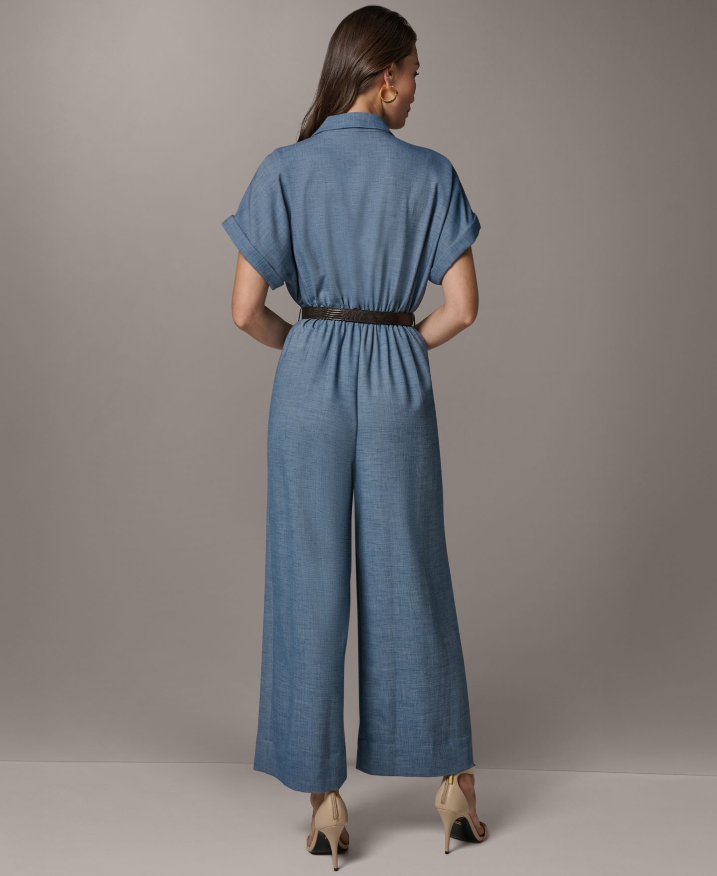Женский комбинезон Donna Karan New York Collared V-Neck Short-Sleeve Jumpsuit, цвет: Marina — фото 5