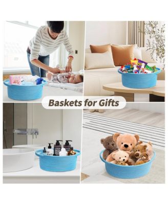 Woven Basket Gift Storage Rope Handles