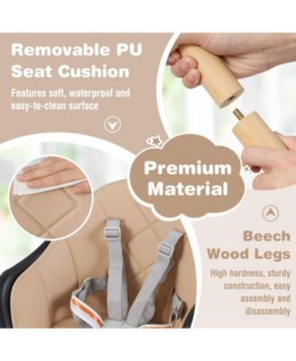 Baby 6-in-1 Beech Wood Convertible High Chair with Adjustable Footrest and Double Tray